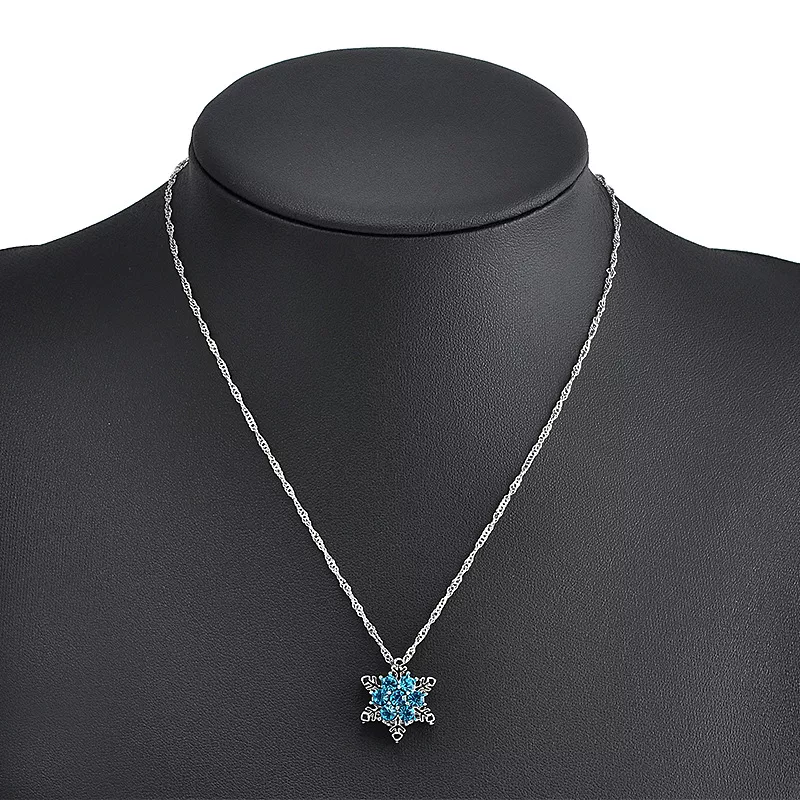 11851528 Brinco cristal azul floco de neve charme colares & pingentes zircon flor prata chapeado jóias presente de natal para mulheres por atacado
