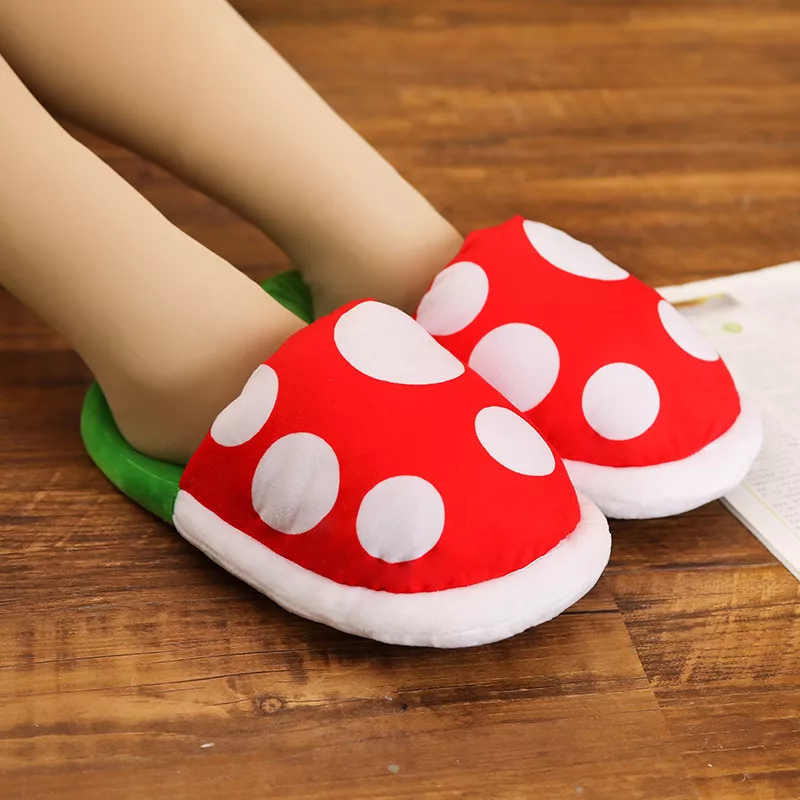 1497253669 Pantufa Japan Super Mario Bros Piranha Decoration Flower Cosplay Shoes Autumn&Winter Plush Slipper Men Women Home Shoes Xmas Gifts