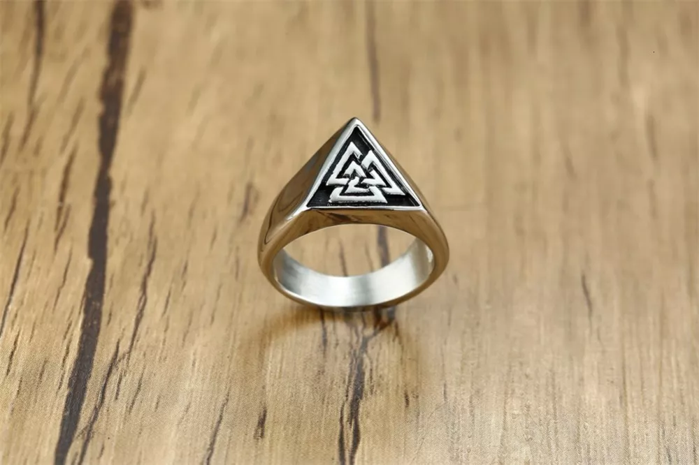 1787784137 Anel Triângulo Vikings signet anel para homem aço inoxidável valknut viking anéis escandinavo wikinger norse jóias