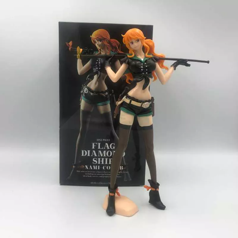 527847847 Action Figure Anime One Piece diamante bandeira navio nami código: b pvc figura brinquedo collectible modelo