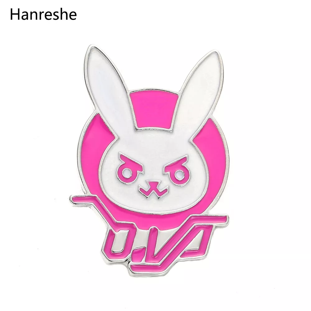 6513710 Broche Overwatch Mais de assistir jogo dva coelho logotipo metal pino rosa diva coelho duro esmalte broche para cosplay prop traje acessório jóias