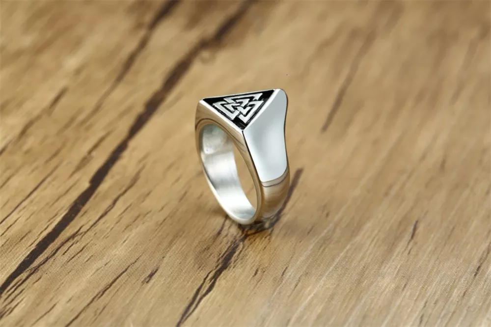 694749817 Anel Triângulo Vikings signet anel para homem aço inoxidável valknut viking anéis escandinavo wikinger norse jóias
