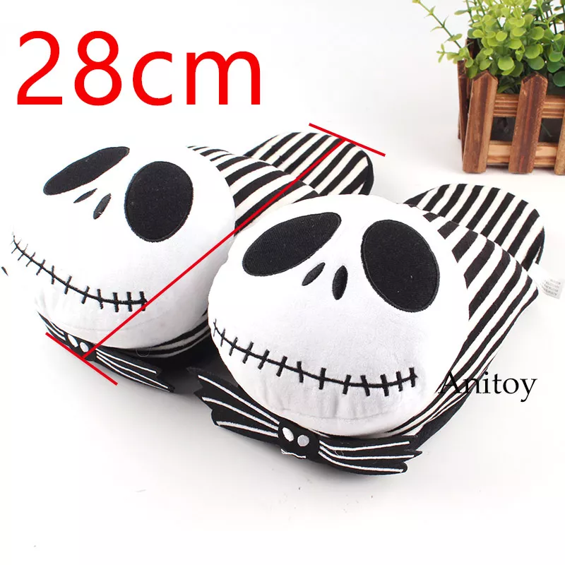 708196304 Pantufa O pesadelo antes do natal jack skellington sapatos de pelúcia casa chinelos de inverno para as mulheres homens brinquedos de pelúcia 28cm