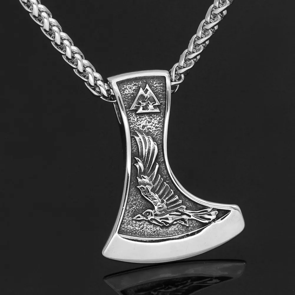951766541 Colar Viking rune compass amulet pendant necklace small size with valknut gift bag