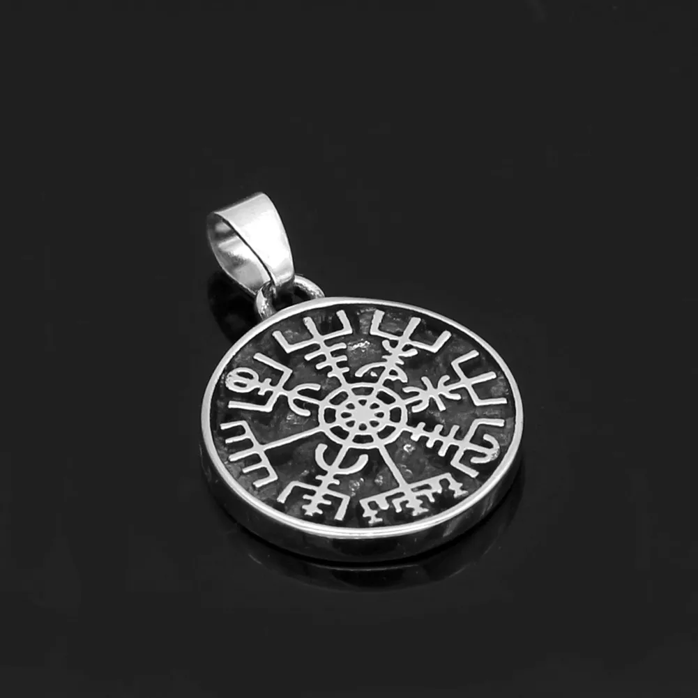 995192150 Colar Viking rune compass amulet pendant necklace small size with valknut gift bag
