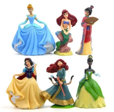 06 Peças/set Action Figure Princesas Disney