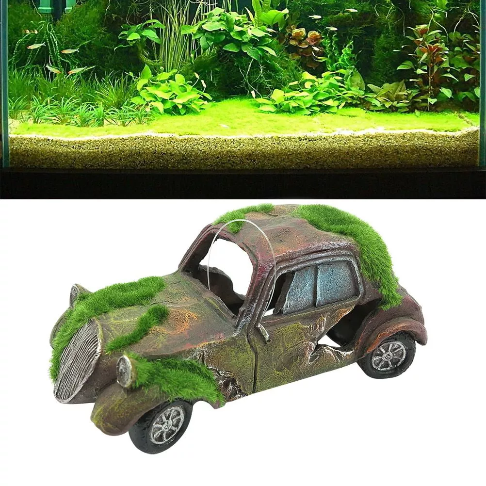 1 pc musgo decorativo seguro não-tóxico imitação antigo carro ornamento tanque de peixes decoração aquário ornamento decoração