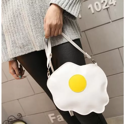 1 peça feminina gilrs bonito ovo forma querida bolsa moda estudante macio fino couro do plutônio crossbody saco do mensageiro