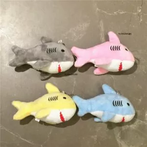 12cm brinquedo enchido do luxuoso do tubarao do presente da corrente chave boneca Colar coréia de aço inoxidável geométrica pingente colar kpop estrela na moda camisola corrente colar nunca desaparecer jóias