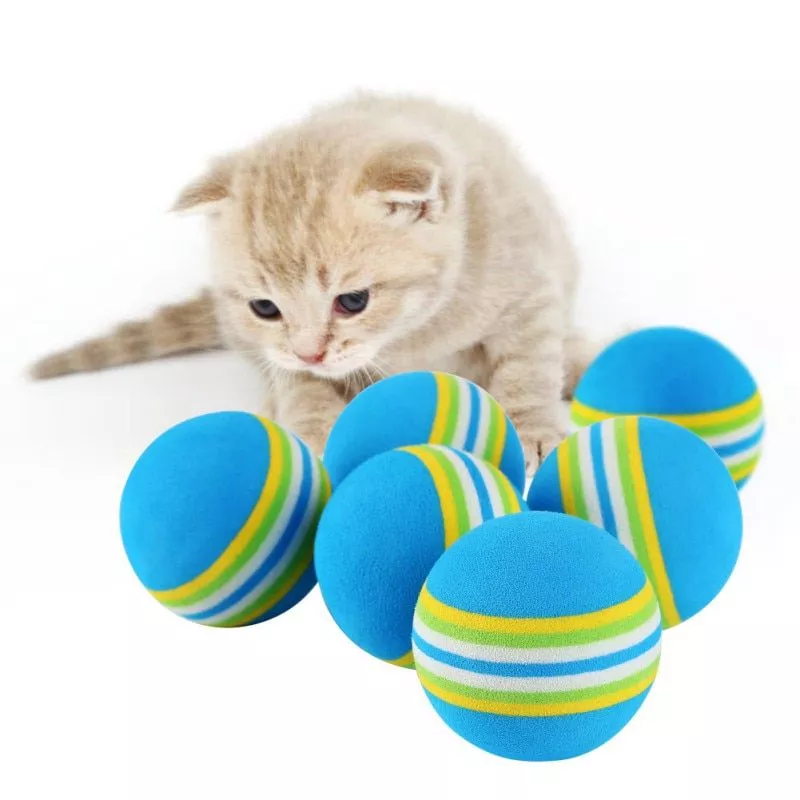 1pc Brinquedo Para Gatos Bola De Espuma EVA Macia Com Penas Bolas De  Brinquedo Coloridas Arco