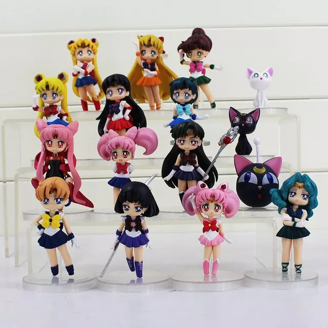 16 pecas action figure anime sailor moon 5 8cm 883 16 Peças Action Figure Anime Sailor Moon 5-8cm 883