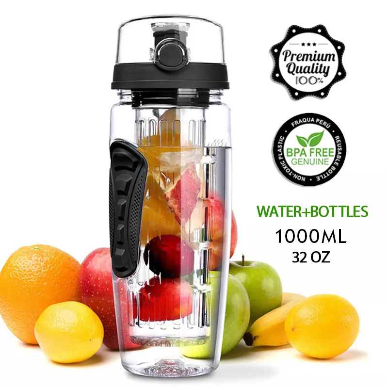 1l garrafa de agua portatil tritan drinkware garrafa de frutas infusor Canudo Pipeta de aço inoxidável 4 pçs/set cocktail suco frutas otário metal palha bonita prata barra festa aniversário criativo cozinha