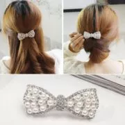 1pc melhor presentes feminino meninas moda elgant cristal arco clipe de cabelo festa vaction hairpin barrette pérola acessórios para o cabelo quente