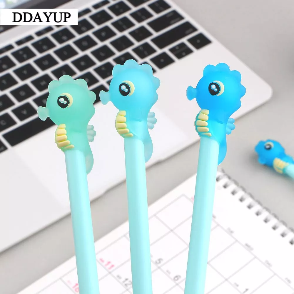 2 pçs kawaii bonito dos desenhos animados seahorse gel caneta escola material de escritório papelaria gel caneta presente criativo