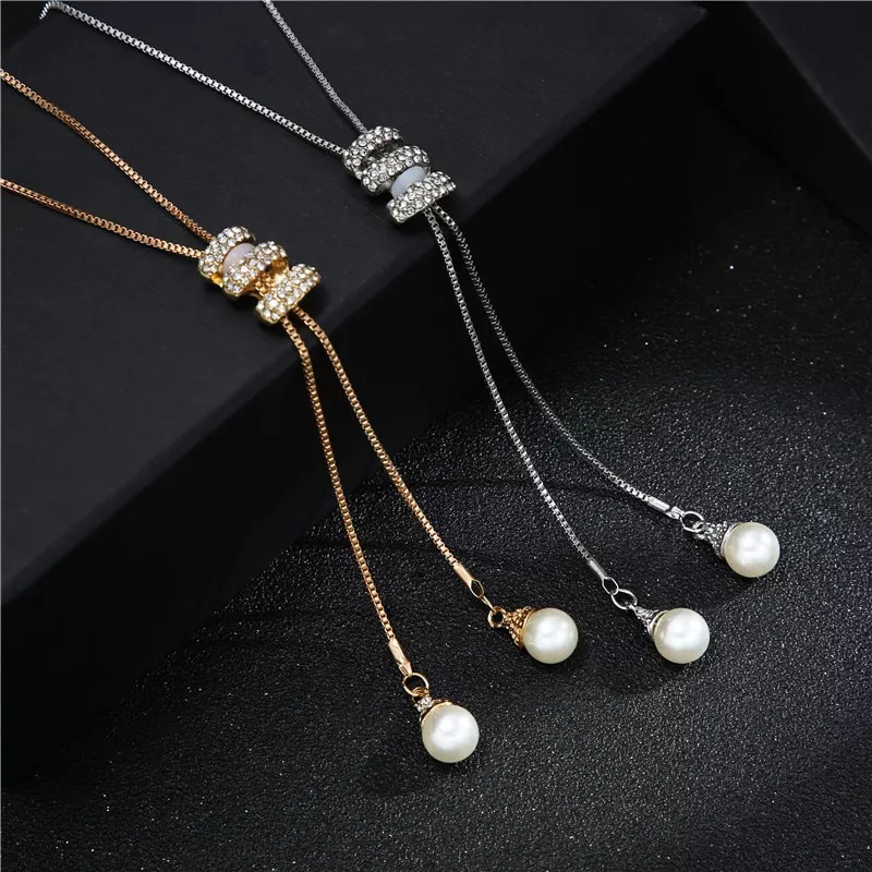 2017 nova moda feminina liga borla pingente strass longa corrente camisola colar