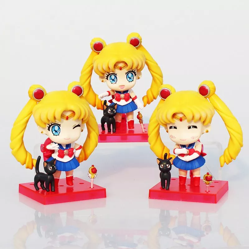 3 pecas action figure anime sailor moon 9cm 322 Pantufa chinelo Kirby dos desenhos animados inverno interior chinelos coleção bonecas brinquedos recheados sapatos de boneca presente para crianças #1322