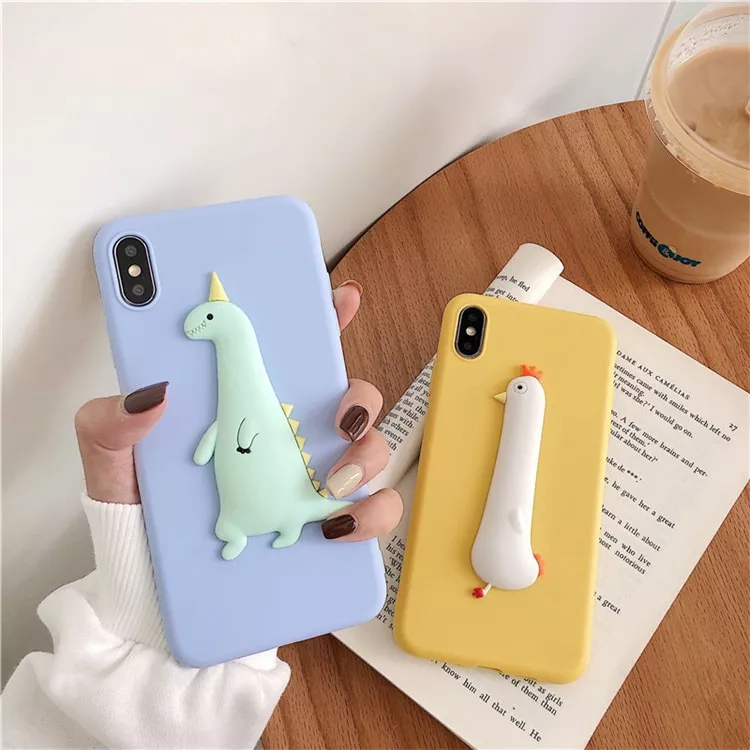 3d dinossauro pintainho dos desenhos animados caso doces para xiao mi a1 a2 Capinha celular iphone case Proteção da lente da câmera caso do telefone para o iphone 11 12 pro max 8 7 6s mais xr xsmax x xs se 2020 12 cor doces capa traseira macia