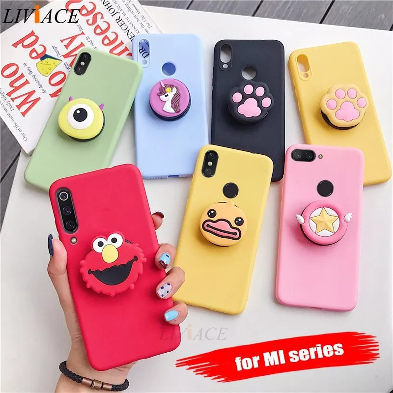 3d silicone dos desenhos animados caso titular do telefone para xiaomi mi 9 Capinha celular case Anti queda caso do telefone na para xiaomi poco f2 x2 m2 pro caso redmi 9 9a 9c 8 8a nota 7 8 9 à prova de choque transparente capa de silicone