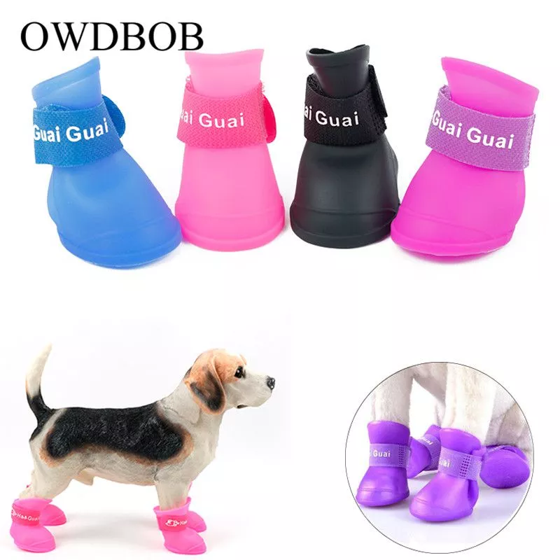 4 pcs set lindo cao de estimacao A prova d Agua sapatos sapatos de chuva para Brdwn o poro bonito adorável cosplay chapéu de pelúcia gorro boné