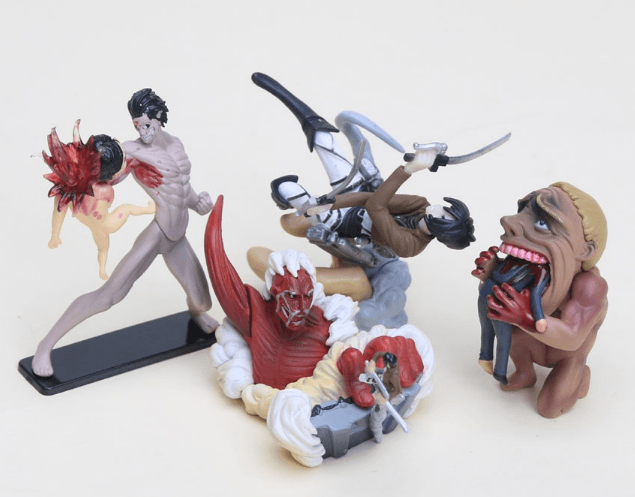 4 pecas action figure anime attack on titan 8cm Action Figure 9 peças Anime One Piece