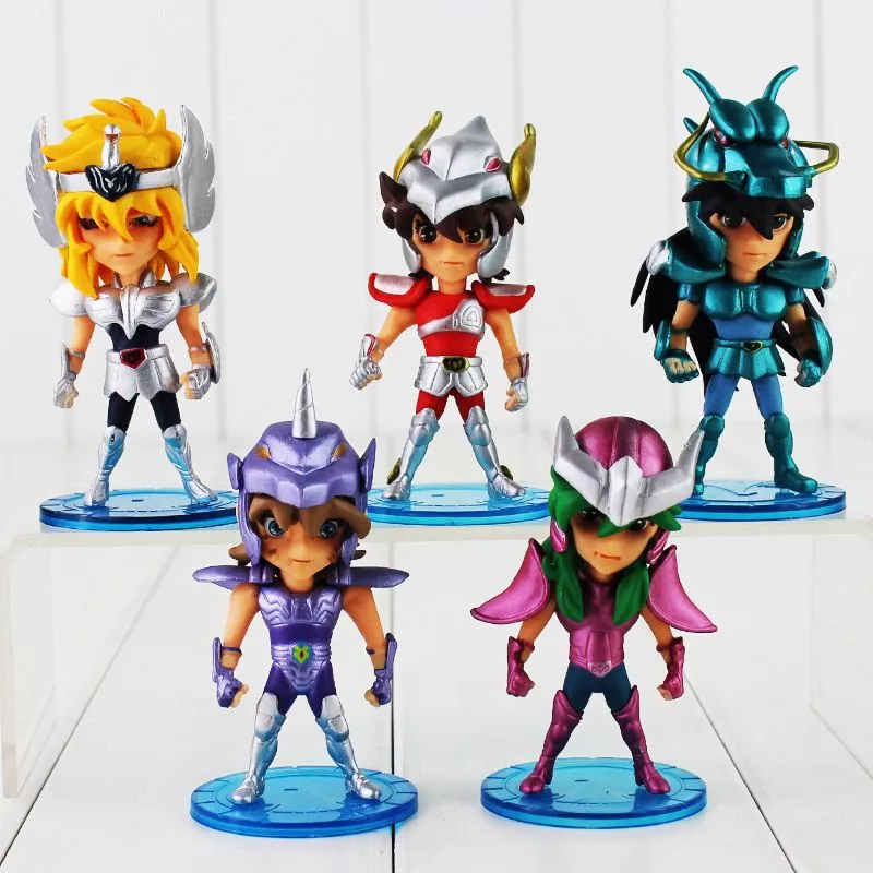 5 pçs/lote 10cm Seiya Brinquedos Figura Shiryu Shun Hyoga Seiya Jabu Anime Modelo Boneca para Crianças