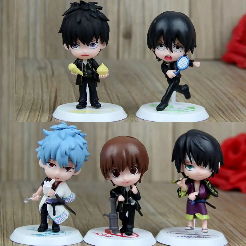 5 Peças Action Figure Anime Silver Soul Gintama Sakata Gintoki Takasugi Shinsuke Sakamoto Tatsuma
