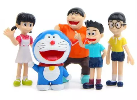 5 pecas set action figure doraemon familia Garrafa de água livre bpa sequined com palha plástico flash orelha de gato parede dupla beber copo de suco de café