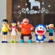 Action Figure Doraemon 5 pçs/lote Kawaii Dos Desenhos Animados do Anime Doraemon Nobita Nobi Minamoto Shizuka PVC Figuras de Ação Collectible Modelo Toy Boneca Caçoa o Presente