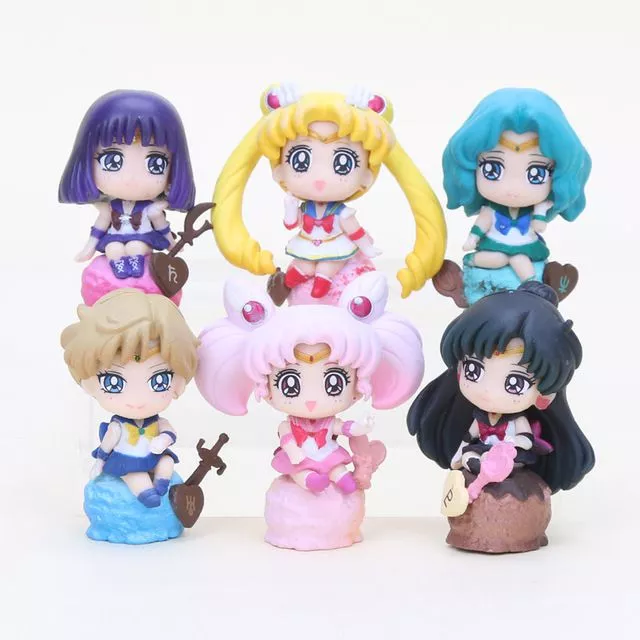 6 pecas action figure anime sailor moon 5 8cm Action Figure Anime Sailor Moon Chibiusa & Helios 15cm