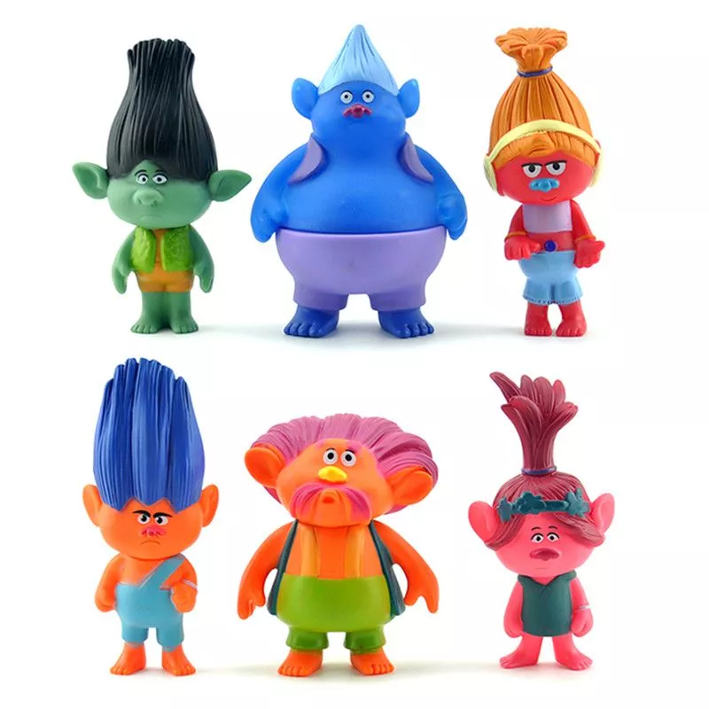 6 Peças Action Figure Disney Trolls 10-11cm 45