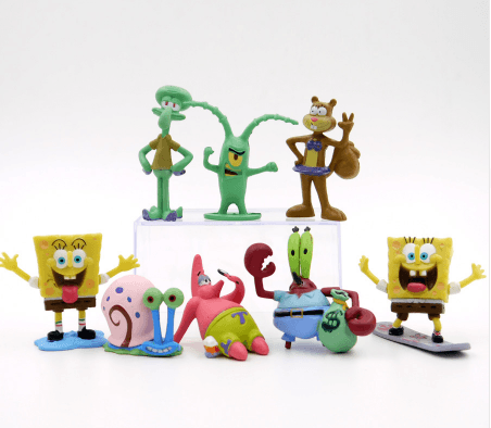 8 pecas set action figure spongebob squarepants bob esponja calca quadrada Action Figure Bob Esponja 12 Peças Personagens