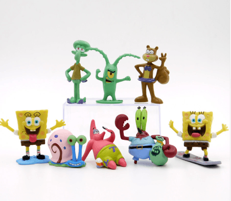 8 pecas set action figure spongebob squarepants bob esponja calca quadrada Action Figure 9 peças Anime One Piece