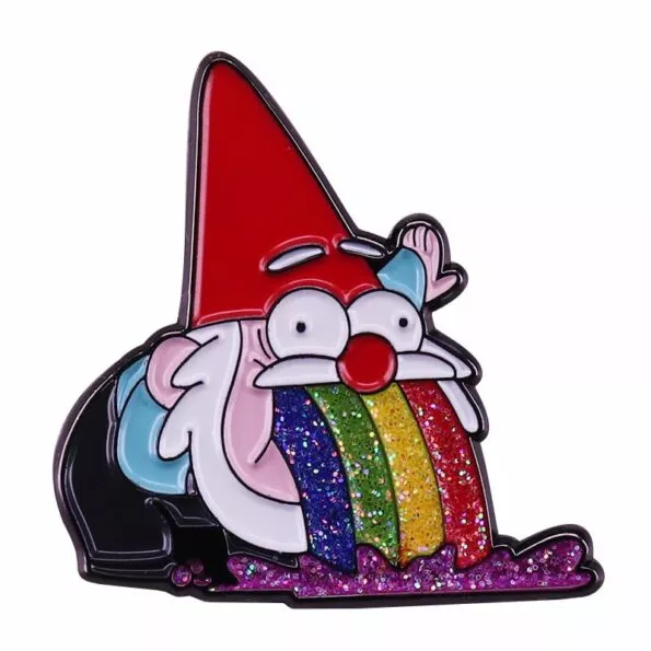 Adorvel arco ris que vomita o pino do gnome fs acessrio moda 4000132357463 8032 Broche Gravity Falls Gnomo arco-íris que vomita o pino do gnome fãs acessório à moda