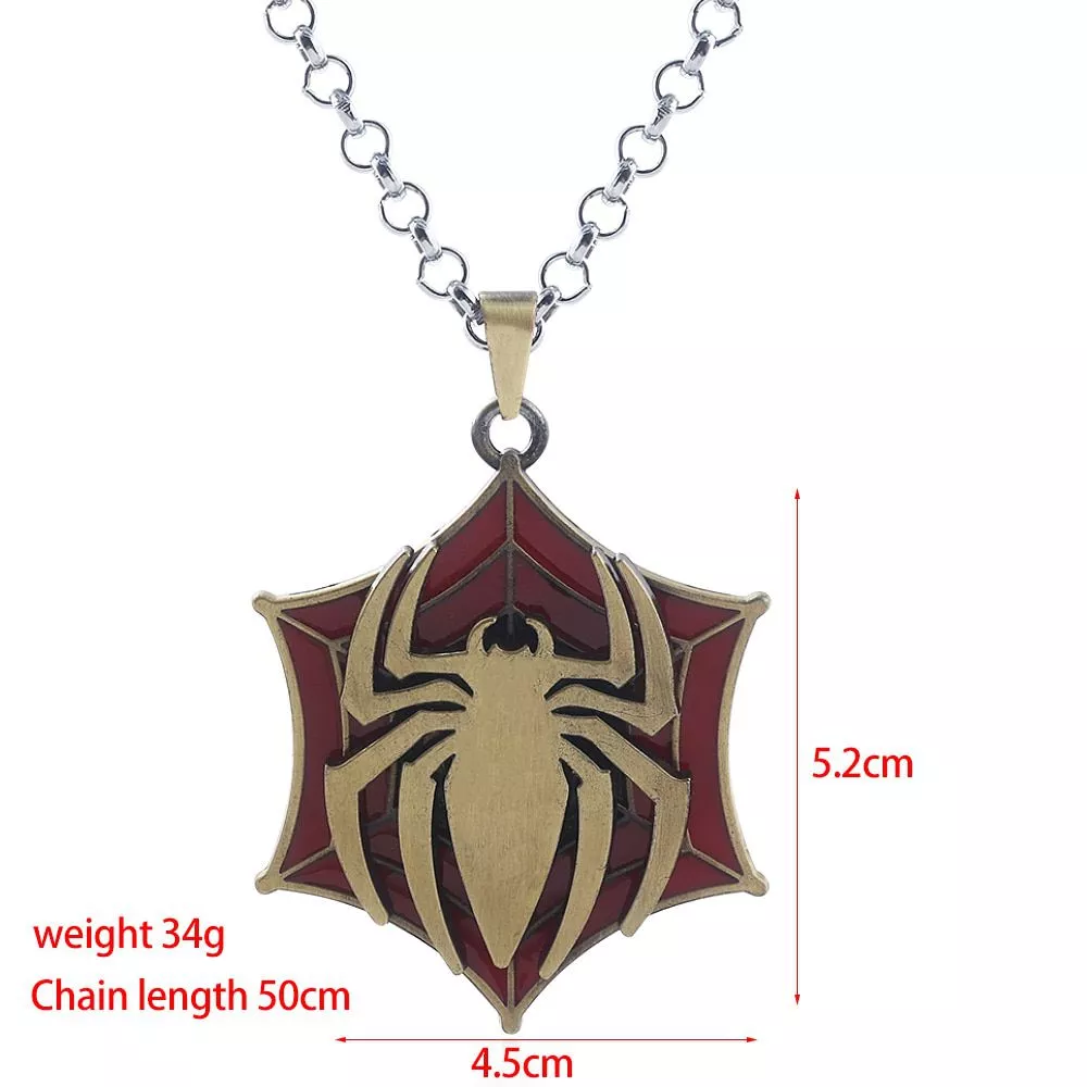 colar-avengers-homem-aranha-spiderman-rotatable-long-necklace-spider-red-web-necklaces