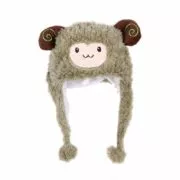 Bonito Animal De Pelúcia Sorridente Marrom Ovelha De Pelúcia Beanie Macio Capa Chapéu Adulto Das Mulheres Mornas do Inverno Dos Miúdos Das Crianças Meninas Traje Cosplay