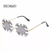 Óculos sem aro óculos de sol feminino vintage claro oceano lente eyewear masculino rosa amarelo óculos de sol máscaras uv400