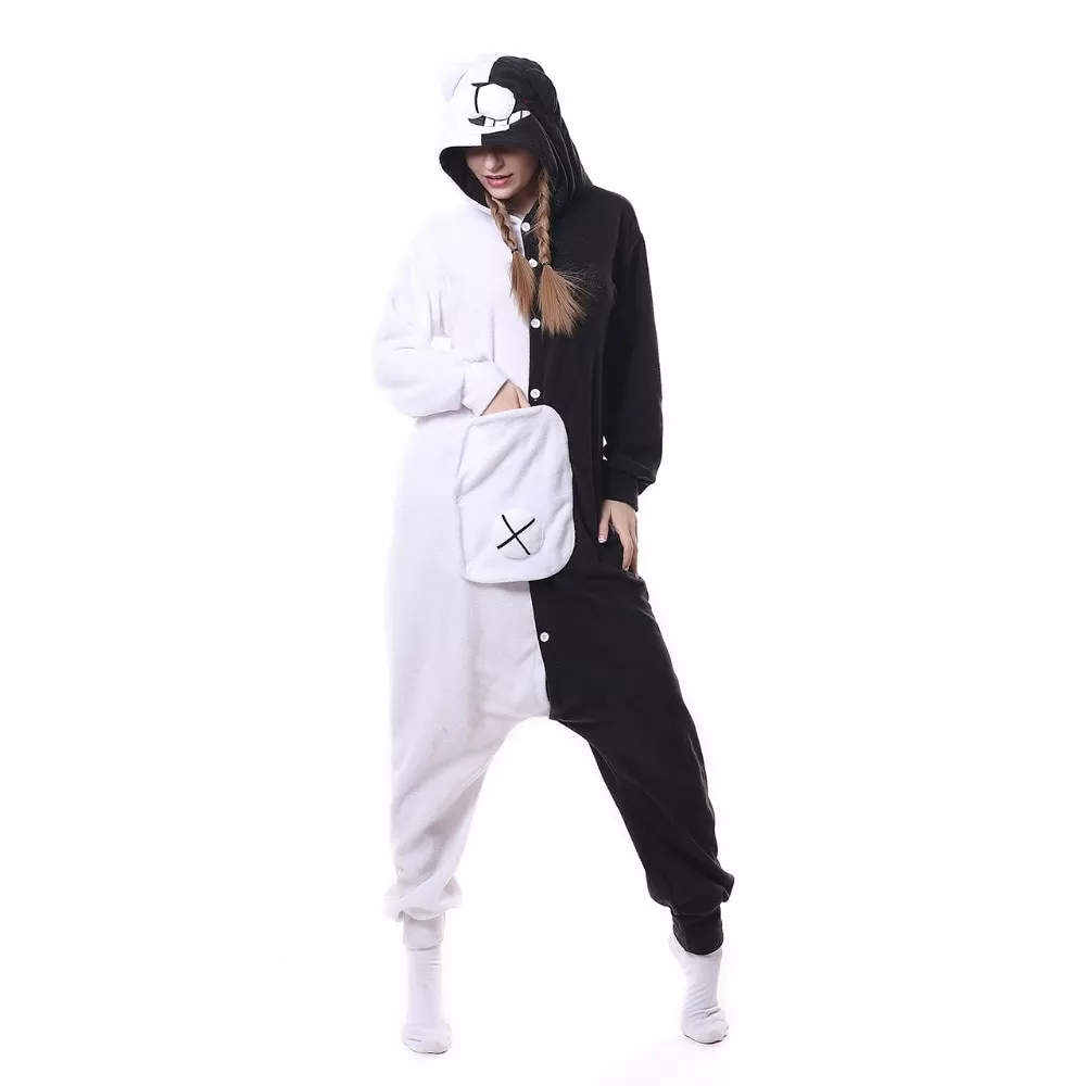 Pijama macacao urso monokuma danganronpa kigurumi fantasia adulto infantil  tifly