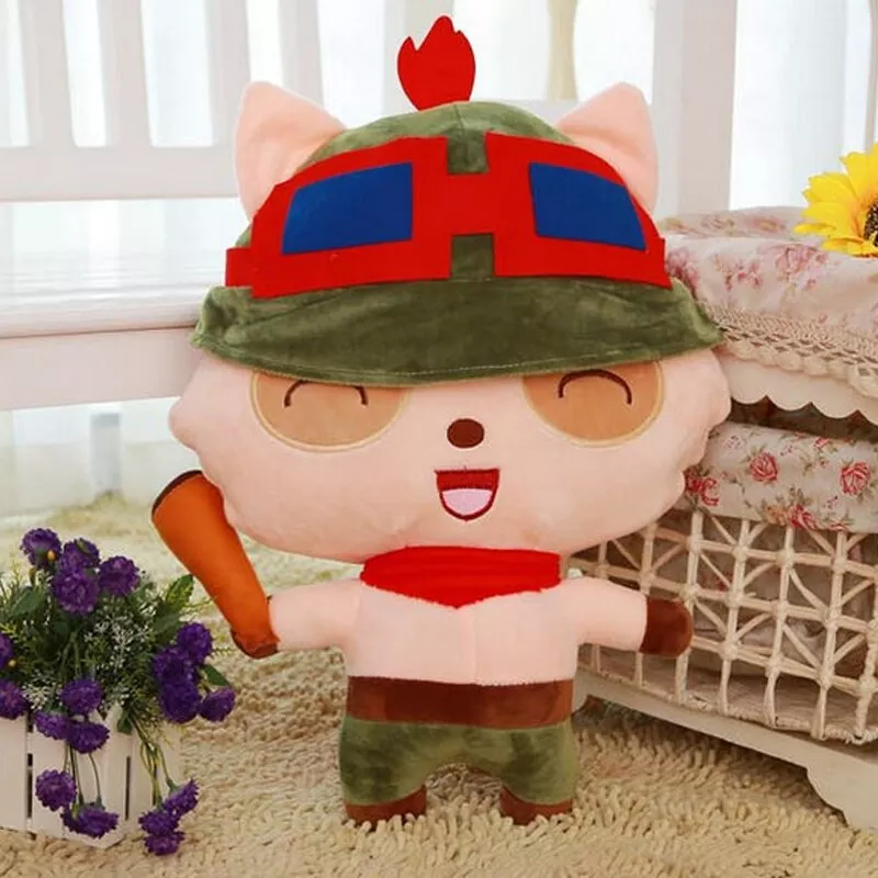 LOL Teemo Plush Doll Toy 20 cm 35 cm LOL Teemo O Swify Olheiro Jogo de pelúcia Macia Bichos de pelúc 1 Óculos League of Legends lol kda evelynn cosplay adereços óculos de sol vermelho mulheres presentes k/da