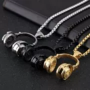 Colar Livre fã dj música fone de ouvido pingente colar de corrente longa das mulheres dos homens hip hop jóias rock fone de ouvido colar presente masculino s110