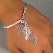 Pulseira feminina jóias ouro malha de arame liga pulseira oco folha pulseira presente atacado