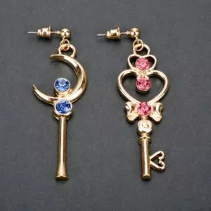 Mqchun japons anime cor de ouro corao com vermelho azul cristal marinheiro lua varinha mgica forma c 32896952307 5638 Brinco Dragão Ear Cuff Brincos Da Orelha clipe de Manguito Ouvido Dragão Antigo Stud Earrings MULHERES Meninas Meninos Presente Pendientes Oorbellen