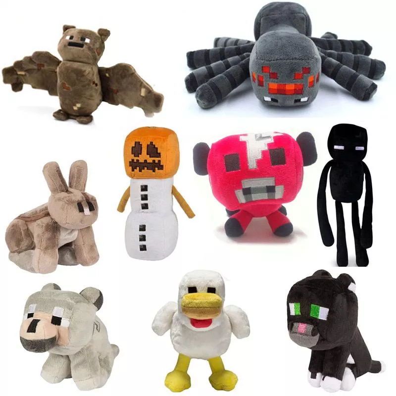 New Minecraft Stuffed Plush Toys Animais Dos Desenhos Animados Lobo Gato Coelho Neve Golem present 2 lazied populares desktop2