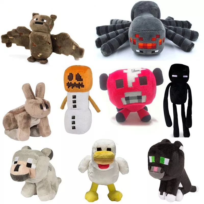 New-Minecraft-Stuffed-Plush-Toys-Animais-Dos-Desenhos-Animados-Lobo-Gato-Coelho-Neve-Golem-present