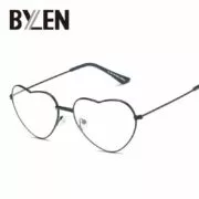 Óculos coração em forma de lente óptica óculos quadros feminino miopia óculos quadro tendência metal amor óculos lentes claras eyewear