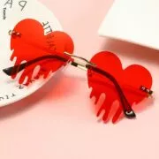 Óculos amor coração sem aro óculos de sol feminino 2020 lágrimas forma steampunk óculos de sol único vintage uv400 motorista óculos