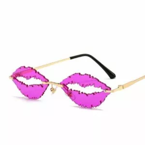 Oculos de sol sem aro do vintage dos homens das mulheres de luxo forma labio oculos Óculos Retângulo óculos de sol moda feminina marca de luxo designer vermelho rosa claro pequena lente personalidade óculos de sol máscaras uv400 eyewear