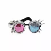 Óculos de sol Steampunk óculos de duas cores lentes óculos com lentes azuis como acessórios rave festa edm cosplay punk vintage eyewear