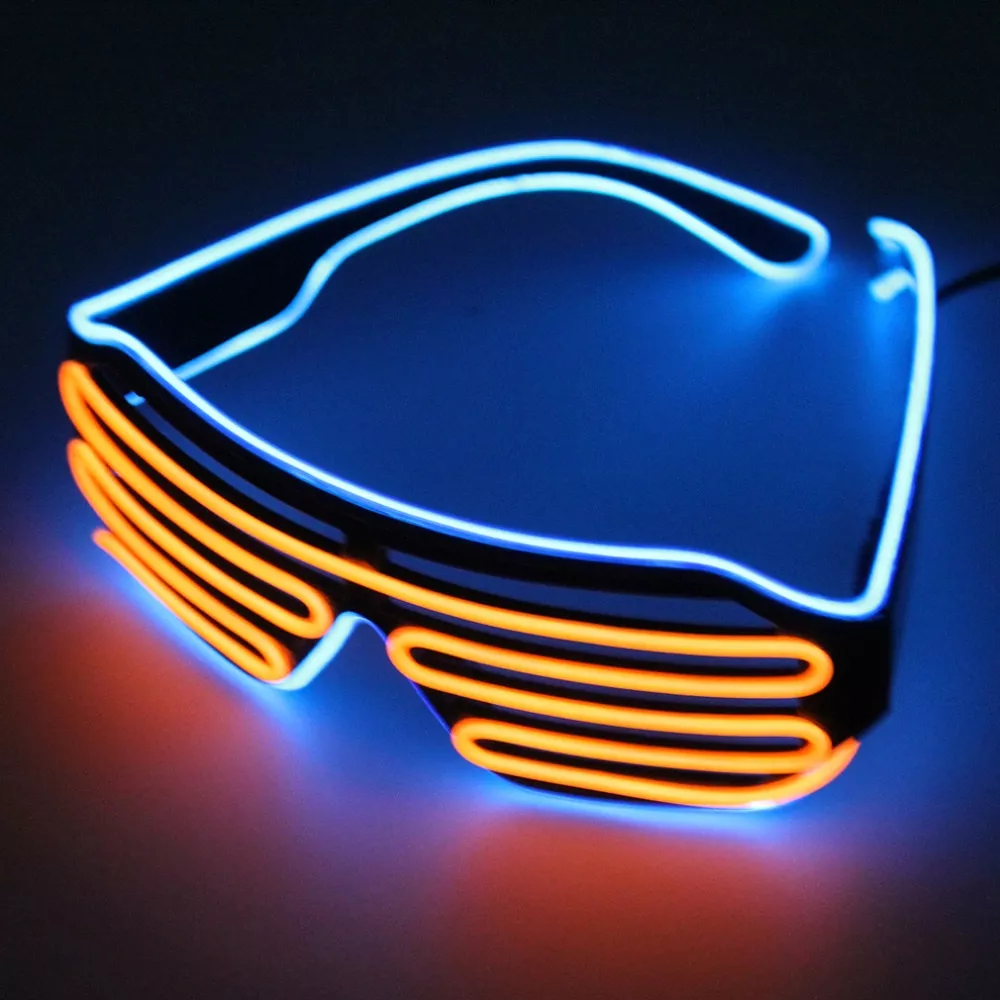 Oculos double color glow led Oculos oculos de sol de fio el light up Óculos Moda sem aro fio óculos de sol senhoras retro transparente oceano lente óculos de sol dos homens de alta qualidade sombra motorista óculos