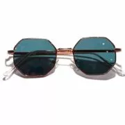 Óculos retro polígono motorista óculos de sol das mulheres dos homens luxo rosa lente redonda vintage pequeno quadro espelho cor óculos de sol