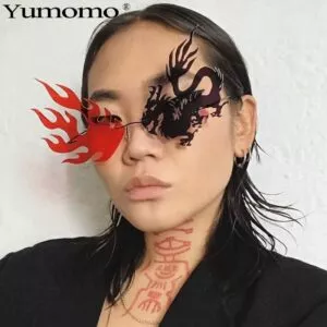 Oculos sem aro dragao phoenix oculos de sol design da marca para festa feminino Óculos Anime toilet-bound hanako kun tsuchigomori cosplay óculos de meia armação óculos de metal não-lente molduras